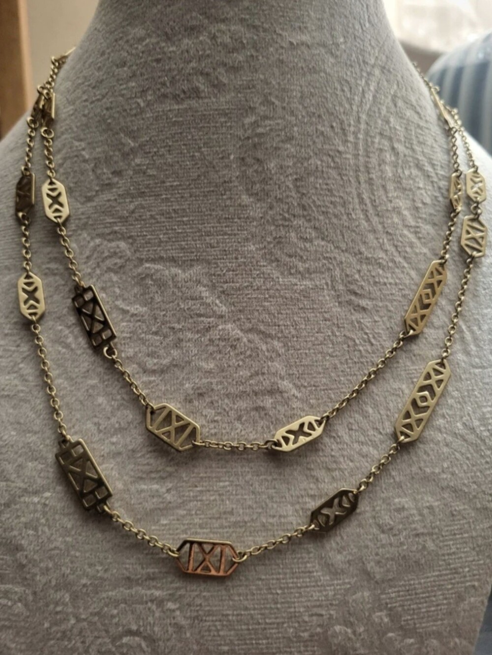 Stella & Dot "Avalon" Gold Tone Station Long Necklace